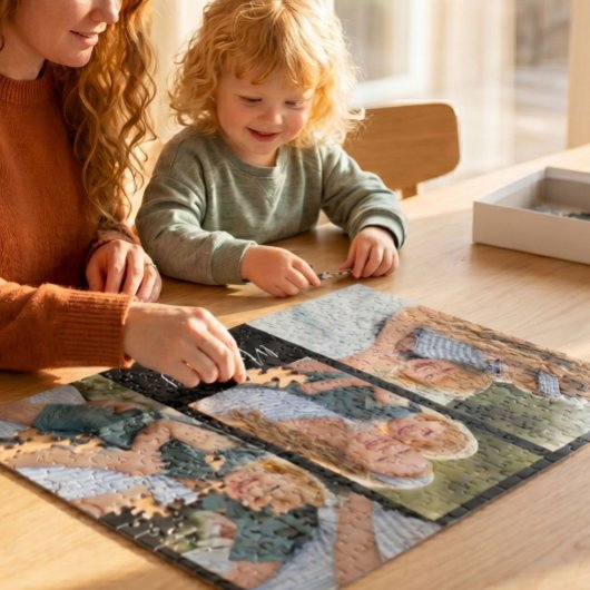 Mama hat modernes Skript Schwarz 3 Foto Puzzle