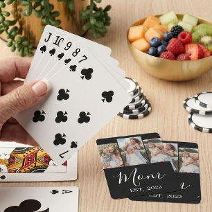 Mama hat modernes Skript Schwarz 3 Foto Spielkarten