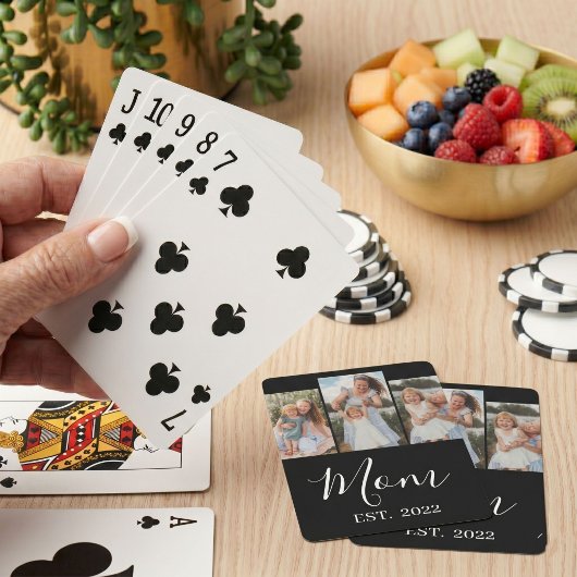 Mama hat modernes Skript Schwarz 3 Foto Spielkarten