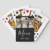 Mama hat modernes Skript Schwarz 3 Foto Spielkarten (Rückseite)