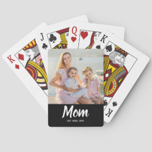 Mama hat modernes Skriptfoto eingerichtet Spielkarten