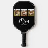 Mama hat modernes Skripttext 3 Foto Schwarz einger Pickleball Schläger (Rückseite)