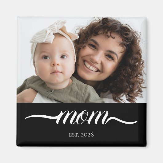 Mama hat modernes weißes Skript-Foto elegant einge Magnet (Vorne)