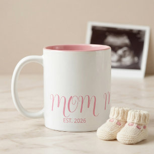 Mama hat Rose Pink Schriftzug Geschenk für neue Mü Zweifarbige Tasse