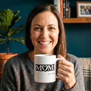 Mama hat Schwarz und Weiß Bold Cute Herz gegründet Kaffeetasse