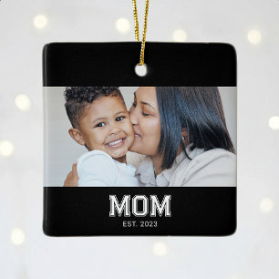 Mama hat Schwarz Weiß Fett Foto erstellt Keramikornament