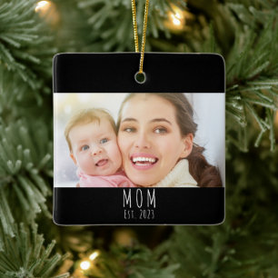 Mama hat Schwarz Weiß Schrift Foto eingerichtet Keramikornament