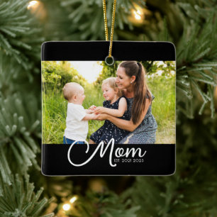 Mama hat Schwarz Weiß Schrift Foto eingerichtet Keramikornament