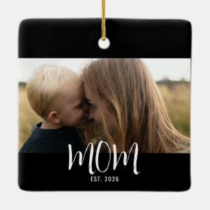 Mama hat Schwarz Weiß Schrift Foto eingerichtet Keramikornament