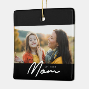 Mama hat Schwarz Weiß Schrift Foto eingerichtet Keramikornament