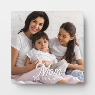 Mama hat Schwarz-Weiß-Script-Foto eingerichtet Fotoplatte