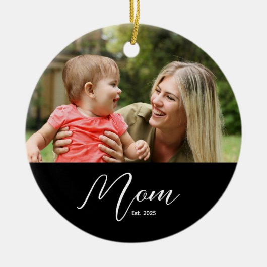 Mama hat Schwarz-Weiß-Script-Foto eingerichtet Keramik Ornament (Vorne)