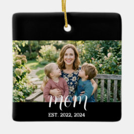 Mama hat Schwarz-Weiß-Script-Foto eingerichtet Keramikornament