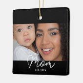 Mama hat Schwarz-Weiß-Script-Foto eingerichtet Keramikornament (Links)