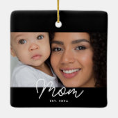 Mama hat Schwarz-Weiß-Script-Foto eingerichtet Keramikornament (Rückseite)