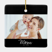Mama hat Schwarz-Weiß-Script-Foto eingerichtet Keramikornament (Rückseite)