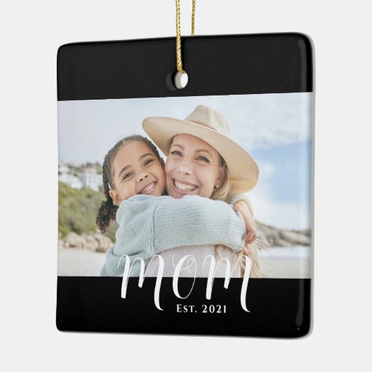 Mama hat Schwarz-Weiß-Script-Foto eingerichtet Keramikornament (Links)