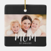 Mama hat Schwarz-Weiß-Script-Foto eingerichtet Keramikornament (Rückseite)