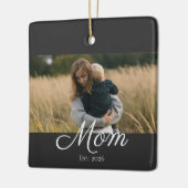 Mama hat Schwarz-Weiß-Script-Foto eingerichtet Keramikornament (Links)