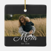Mama hat Schwarz-Weiß-Script-Foto eingerichtet Keramikornament (Rückseite)