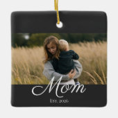 Mama hat Schwarz-Weiß-Script-Foto eingerichtet Keramikornament (Vorderseite)