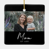 Mama hat Schwarz-Weiß-Script-Foto eingerichtet Keramikornament (Rückseite)