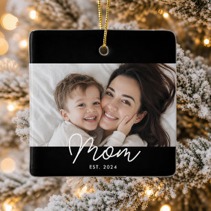 Mama hat Schwarz-Weiß-Script-Foto eingerichtet Keramikornament