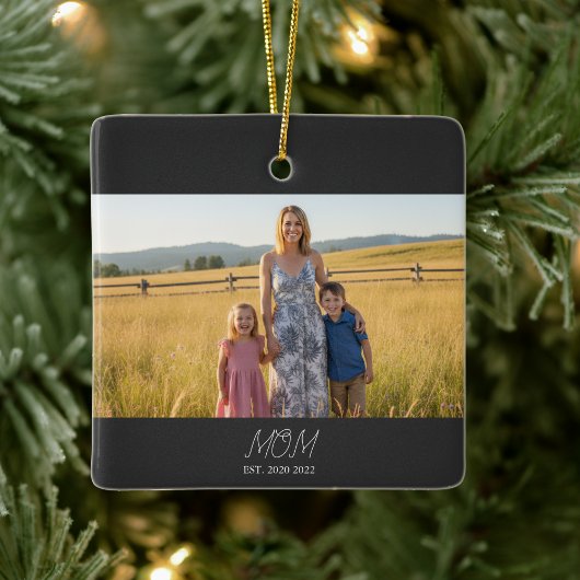Mama hat Schwarz-Weiß-Script-Foto eingerichtet Keramikornament