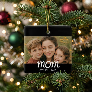 Mama hat Schwarz-Weiß-Script-Foto eingerichtet Keramikornament