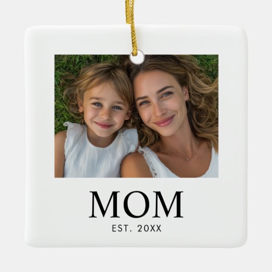 Mama hat Schwarz-Weiß-Script-Foto eingerichtet Keramikornament (Vorderseite)