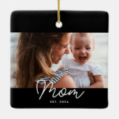 Mama hat Schwarz-Weiß-Script-Foto eingerichtet Keramikornament (Rückseite)