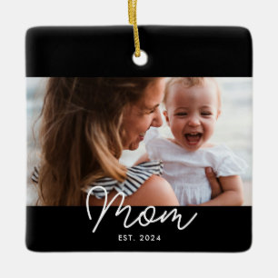Mama hat Schwarz-Weiß-Script-Foto eingerichtet Keramikornament