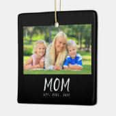 Mama hat Schwarz-Weiß-Script-Foto eingerichtet Keramikornament (Links)