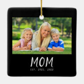 Mama hat Schwarz-Weiß-Script-Foto eingerichtet Keramikornament (Rückseite)