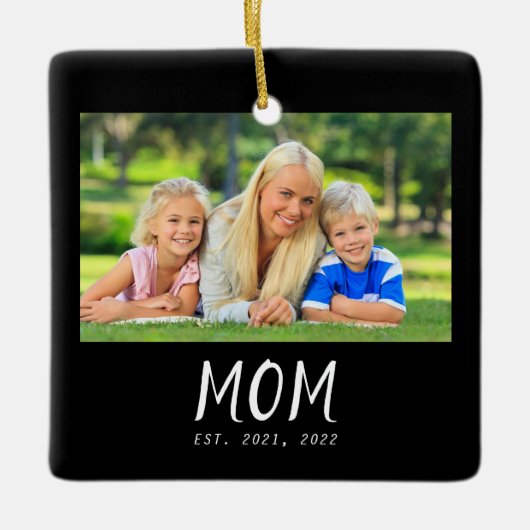 Mama hat Schwarz-Weiß-Script-Foto eingerichtet Keramikornament (Vorderseite)
