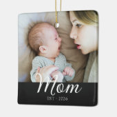 Mama hat Schwarz-Weiß-Script-Foto eingerichtet Keramikornament (Links)