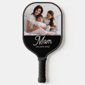 Mama hat Schwarz-Weiß-Script-Foto eingerichtet Pickleball Schläger (Rückseite)