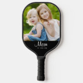 Mama hat Schwarz-Weiß-Script-Foto eingerichtet Pickleball Schläger (Rückseite)