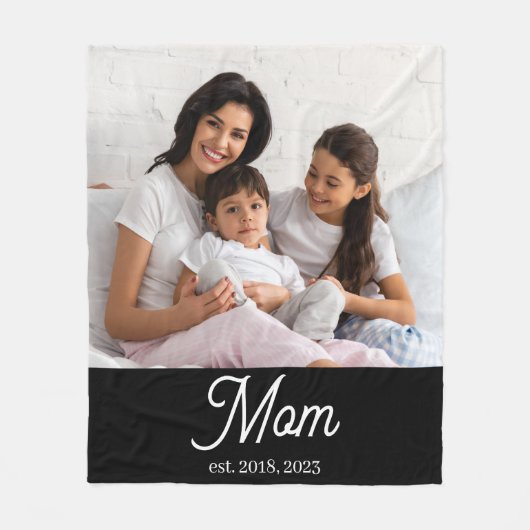 Mama hat Schwarz-Weiß-Script-Foto erstellt Fleecedecke (Vorderseite)