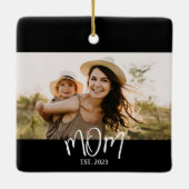 Mama hat Schwarz-Weiß-Script-Foto erstellt Keramikornament (Rückseite)