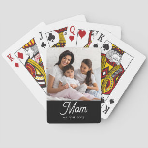 Mama hat Schwarz-Weiß-Script-Foto erstellt Spielkarten