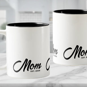 Mama hat schwarze Schriftart gegründet Neues Mama- Zweifarbige Tasse