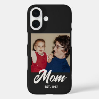 Mama hat schwarzes Skript-Foto eingerichtet iPhone 16 Hülle