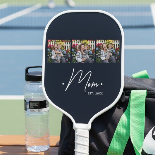 Mama hat Skript 3 Foto Schwarz eingerichtet Pickleball Schläger
