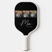 Mama hat Skript 3 Foto Schwarz eingerichtet Pickleball Schläger (Rückseite)