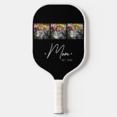 Mama hat Skript 3 Foto Schwarz eingerichtet Pickleball Schläger (Vorderseite)
