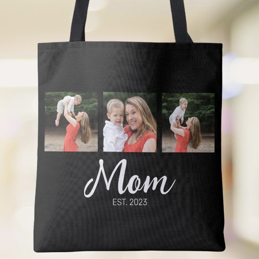 Mama hat Skript 3 Foto Schwarz eingerichtet Tasche