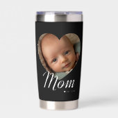 Mama hat Skript Herz Foto Schwarz eingerichtet Thermobecher (Vorderseite)