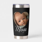 Mama hat Skript Herz Foto Schwarz eingerichtet Thermobecher (Rückseite)