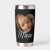 Mama hat Skript Herz Foto Schwarz eingerichtet Thermobecher (Vorderseite)